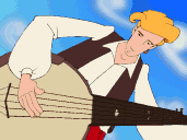 Guybrush with a banjo